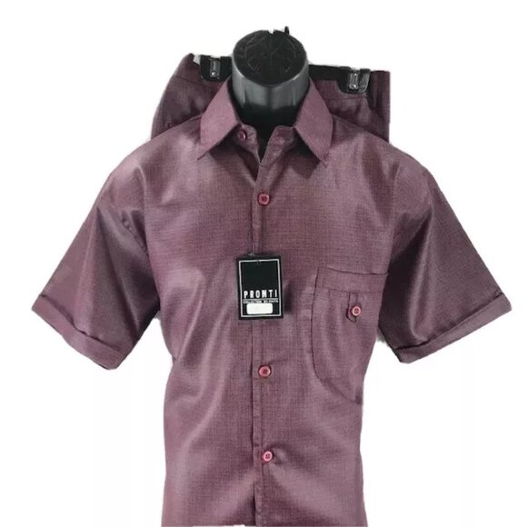 Pronti Collection by Phita Men Burgundy 2 Piece Leisure Suit Flat Front Size XL - Picture 3 of 5